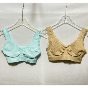 Two Lot Shear Shapewear Womens Large Brown and Teal Soft Bras